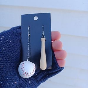 Earrings Mis-Match Large Baseball